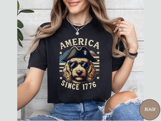 Discover Goldendoodle 4th of July T-shirt, 4th of July Goldendoodle Gift, Goldendoodle Mom tee Golden Mama Gift