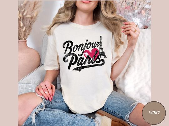 Discover Bonjour Paris Shirt, Vacation in Paris, Gift for Travel Lover, Paris Trip Tee, Eiffel Tower Shirt, Europe France Trip