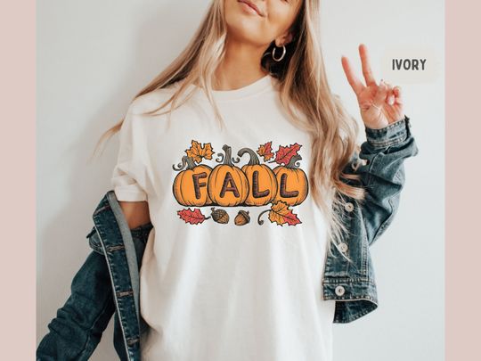 Discover Fall Pumpkin Shirt, Fall Leaves tshirt, Vintage Fall Crewneck Autumn Shirt, Thanksgiving Gift, Cozy Fall tee, Womens Fall Shirt
