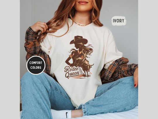 Discover Rodeo Queen Shirt, Comfort Colors Western Shirt, Vintage Rodeo Shirt, Retro Country Concert Shirt, Country Girl Shirt, Cowgirl Shirt