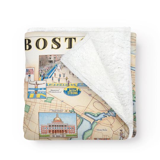 Discover Boston City Map Fleece Blanket  - Soft, Cozy, and Warm Throw