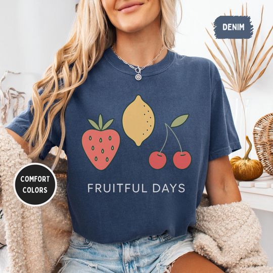 Discover Fruitful Days Comfort Colors 1717 Shirt, Retro Fruit Graphic Tee, Strawberry Lemon Cherry, Vintage Aesthetic Unisex CC 1717 T-Shirt,