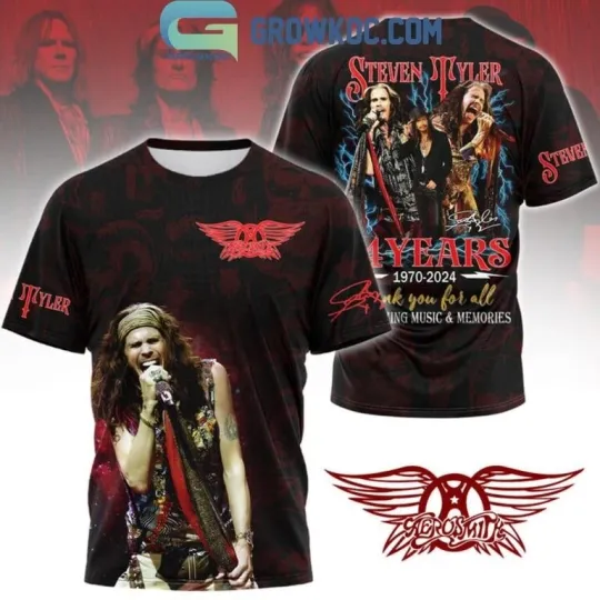 Aerosmith Steve Tyler 54 Years Thank You For All 2024 3D T-Shirt For Men Women