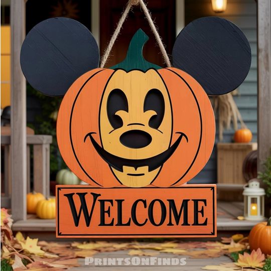 Discover Disney Halloween Door Sign, Halloween Welcome Sign, Happy Halloween Door Hanger, Fall Decor, Spooky Vibe, Halloween Gift,Spooky Welcome Sign