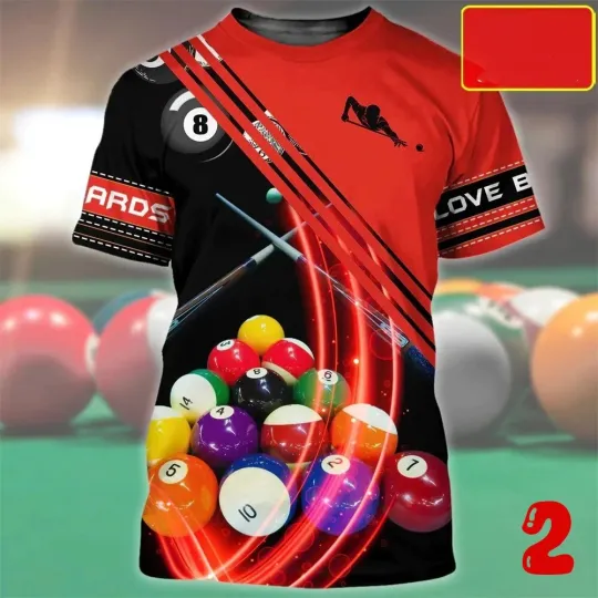 Discover Snooker 3D T-Shirt British Billiards Short-Sleeved Beer Black 8 Printed T Shirt