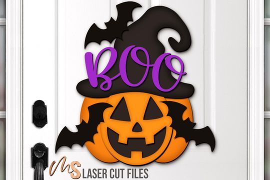 Discover Jack O Lantern Halloween Door Hanger Svg - Halloween Sign Svg - Boo Svg - Laser Cut Files - Halloween Porch Door Sign - Glowforge Cricut
