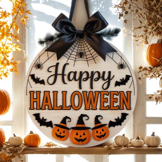 Discover Happy Halloween Door Sign: Farmhouse Wood Decor