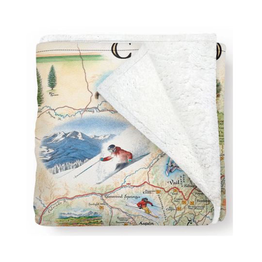 Colorado State Map Fleece Blanket - Soft, Cozy, and Warm Throw