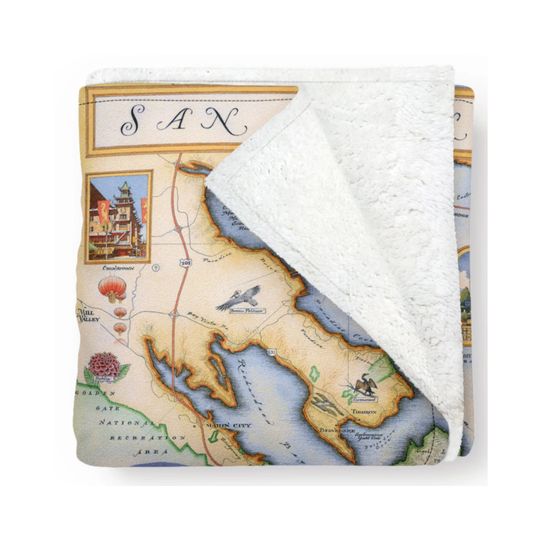 San Francisco Bay Map Fleece Blanket  - Soft, Cozy, and Warm Throw