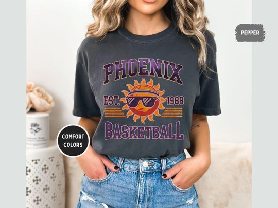 Discover Phoenix Basketball Comfort Colors Shirt, Unisex Tee, Sun Sports Fan Apparel, Game Day Clothing Athletic Team tee Gift for Basketball Player