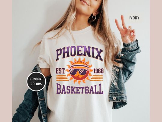Discover Phoenix Basketball Comfort Colors Shirt, Unisex Tee, Sun Sports Fan Apparel, Game Day Clothing Athletic Team tee Gift for Basketball Player
