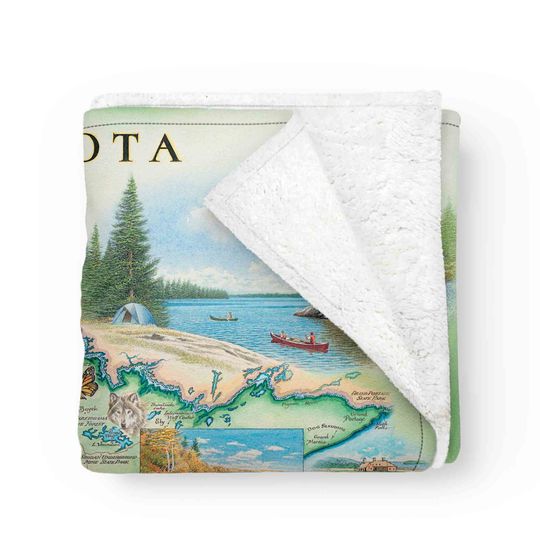 Discover Minnesota State Map Fleece Blanket-Soft, Cozy, and Warm Throw Blanket - 58"x 50"