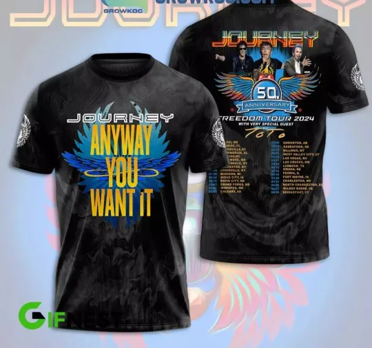 Discover Journey Freedom Tour 2024 Anyway You Want It 50th Anniversary 3D T-Shirt