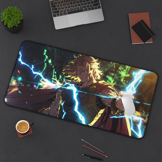 Discover Thor Superhero Desk Mat – Gaming & Office Mouse Pad, Lightning Warrior Design