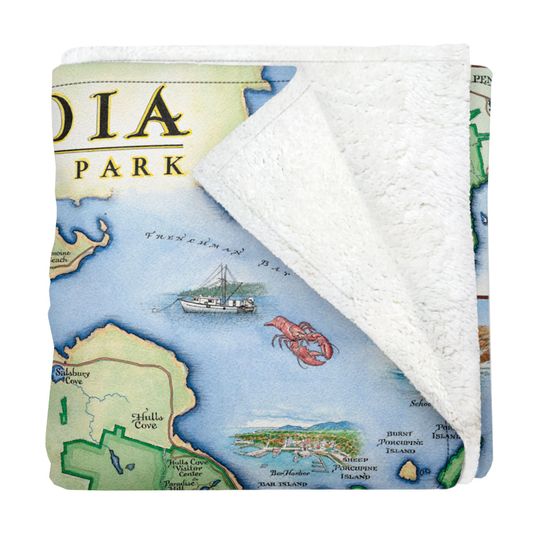 Acadia National Park Map Fleece Blanket  - Soft, Cozy, and Warm Throw