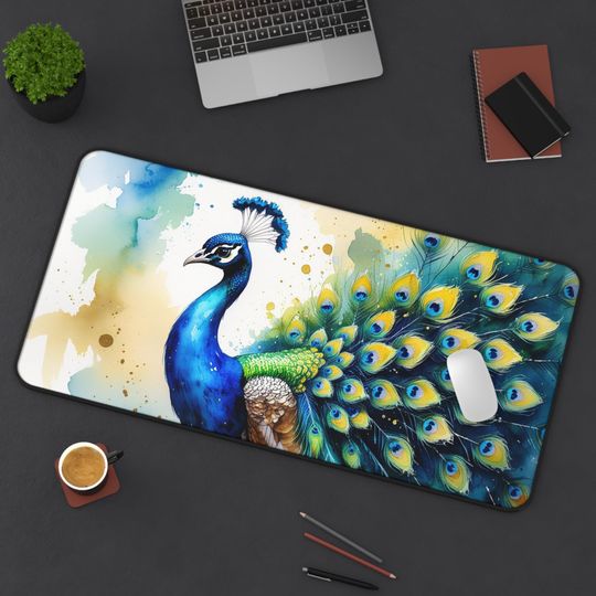 Discover Peacock Mouse Pad - Colorful Office Decor, Artistic Mouse Pad, Gamer Desk Accessory, Home Office Gift, Unique Desk Decor