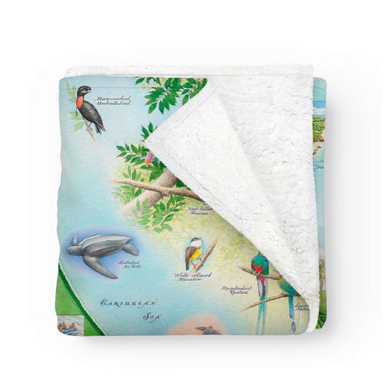 Discover Costa Rica Map Fleece Blanket-Soft, Cozy, and Warm Throw Blanket - 58"x 50"