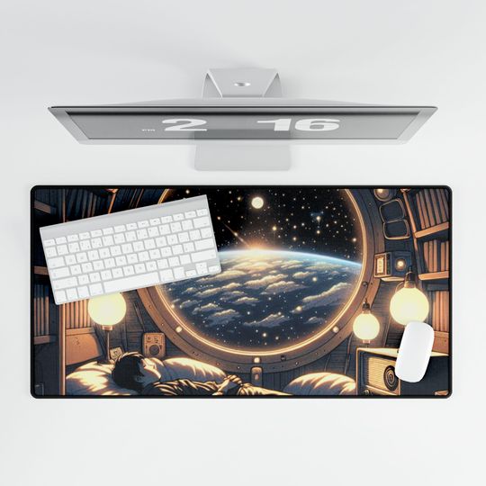 Discover Lofi Mouse Pad (Cosmic Dreams) Desk Mat - Space Theme Desk Pad, Gaming Mat, Office Accessory, Nerdy Gift, Unique Workspace Decor