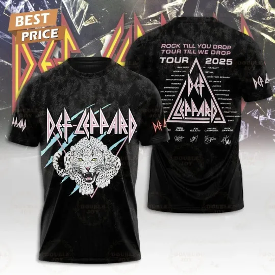 Discover Def Leppard Rock Till You Drop Tour Till We Drop Tour 2025 T-Shirt