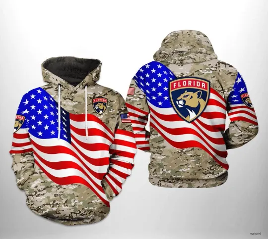 Discover Florida Panthers Hoodie US Flag Miliitary Camo Veteran Christmas Gift Unisex
