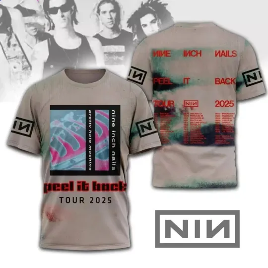 Discover Peel It Back Tour 2025 – Nine Inch Nails 3D T-Shirt