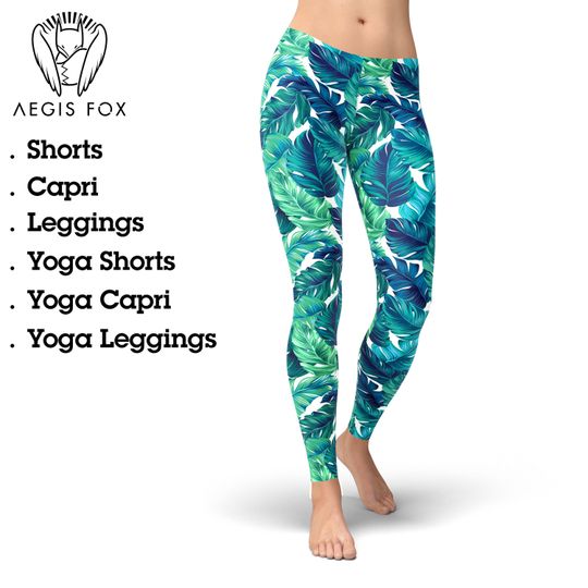 Discover Tropical Leaves Leggings, Gift for Women