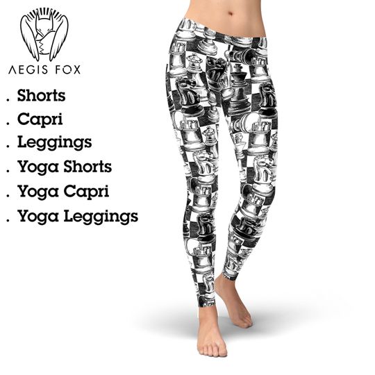 Discover Chess Pattern Leggings, Gift for Women