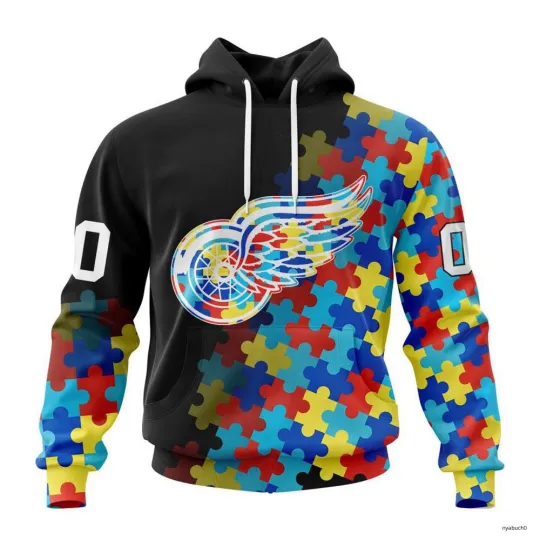 Discover Personalized Detroit Hockey Team Wings Hoodie For Men Women, Special Autism Awareness