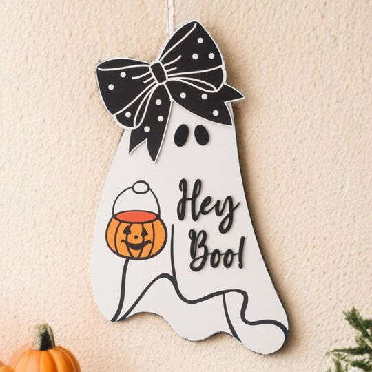 Discover Minimalist Wooden Ghost Hanger  Farmhouse Halloween Door Decor