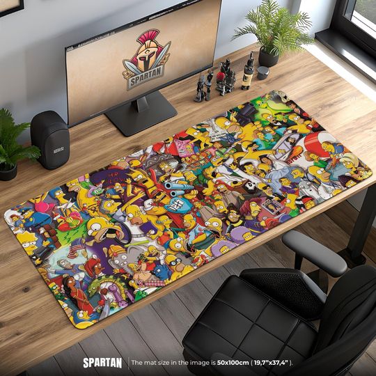 The Simpsons Character Collage Mouse Pad - Springfield Cast Desk Mat