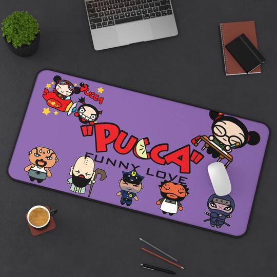 Discover Desk Mat with pucca and garu design, Cute Desk Accessory, Gaming Mouse Pad, Office Desk Decor, Anime Desk Blotter, Large Desk Protector