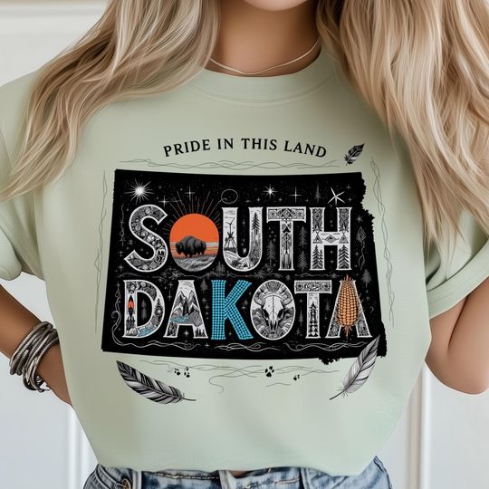 Discover South Dakota Pride PNG, Bison Sunset Artwork, Orange Sun Horizon Folk Design, Tribal Roots Spirit, Sacred Land State Illustration