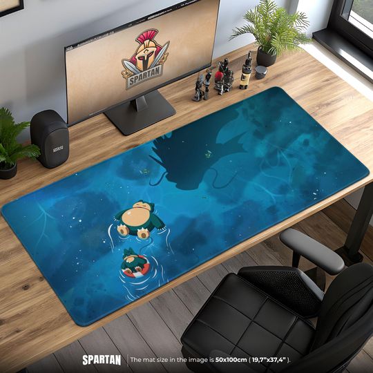 Discover Sn Lax & Gyarados Shadow Mouse Pad - Peaceful poket mons Desk Mat, Munchlax Gaming Gift, Kanto Water Scene Decor