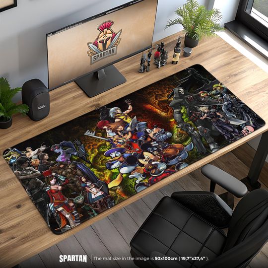Kingdom Hearts Battle Desk Mat- Sora, Disney & Final Fantasy Gaming Desk Mat