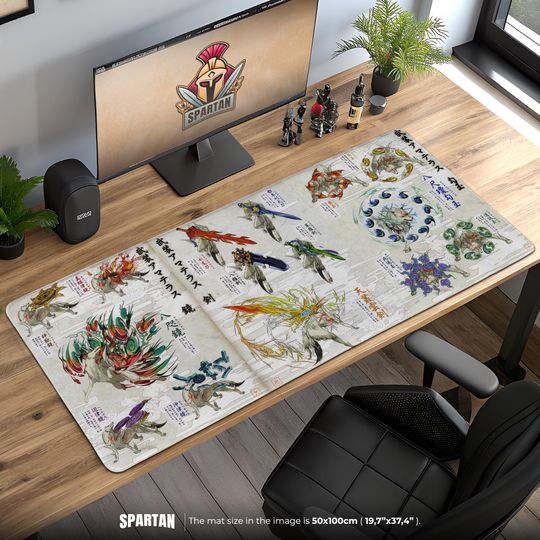 Discover Kami Amaterasu Weapon Forms Desk Mat- Celestial Brush Guide Desk Mat