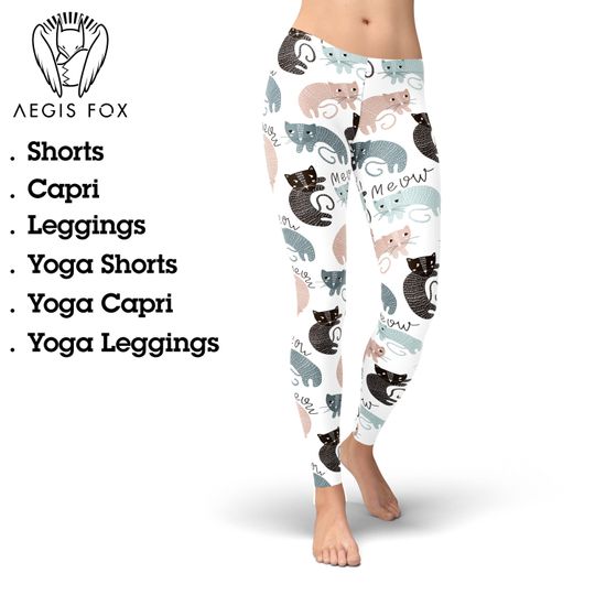 Discover Cat Print Yoga Leggings: High Waisted Fitness Pants