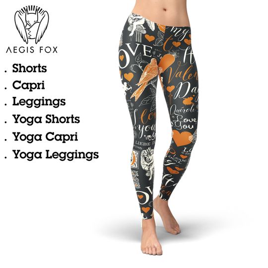 Discover Valentine's Day Bird Print Leggings: High Waist Yoga Tights