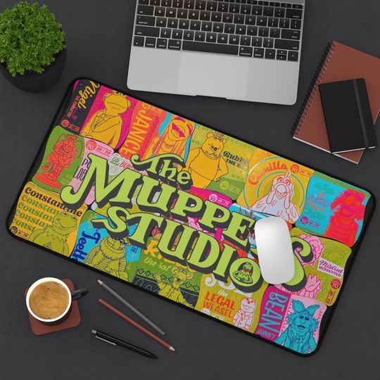 Discover The Muppets Studio Gamer Desk Mat,  Disney Collage Characters Constantine, XL Mousepad, Office Decoration, Retro Classic Cartoons Computer