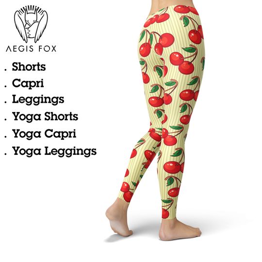 Discover Cherry Print Yoga Leggings: Women's Workout Pants