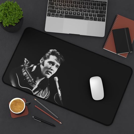 Discover Elvis Presley Mouse Pad - Retro Singer Desk Mat for Cute Office Decor, Custom Gift, Black and White XL Gaming Pad, The King, Office