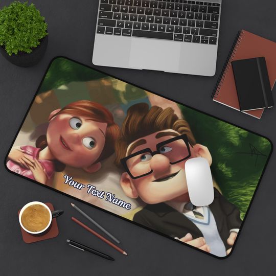 Discover Disney Ellie and Carl Desk Mat, Cute Disney Movie UP Office Decor, Large Desk Protector, Mouse Pad, Gift for Love Disney Fans