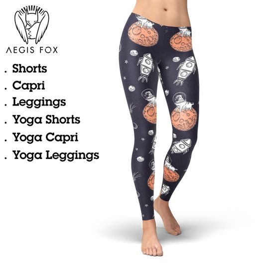 Discover Pug Astronaut Leggings: Space Dog Print Yoga Pants