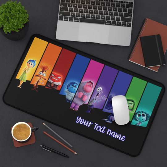 Discover Disney Inside Out 2 Mouse Pad, Personalized, Emotions Rainbow Desk Mat, XL Gaming Pad, Cute Office Decor, Custom Gift