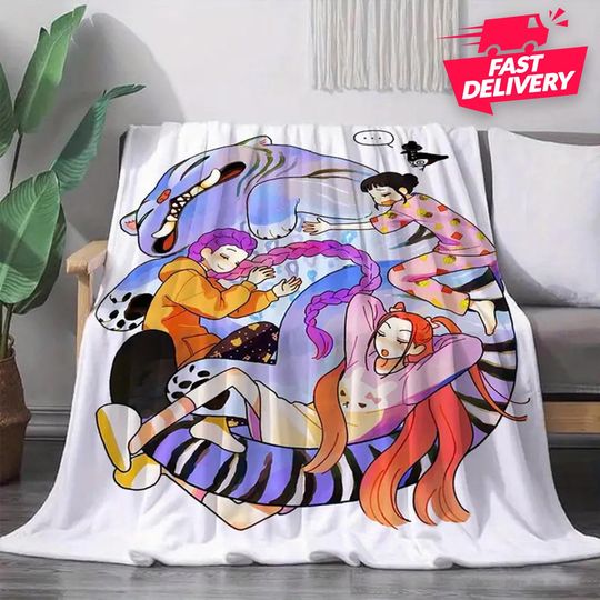 Discover Demon Hunt Blanket, Personalized Name Anime Girls Throw Blanket, Custom Soft Warm Gift for hunt Fans, KPop Demon Hunter blanket