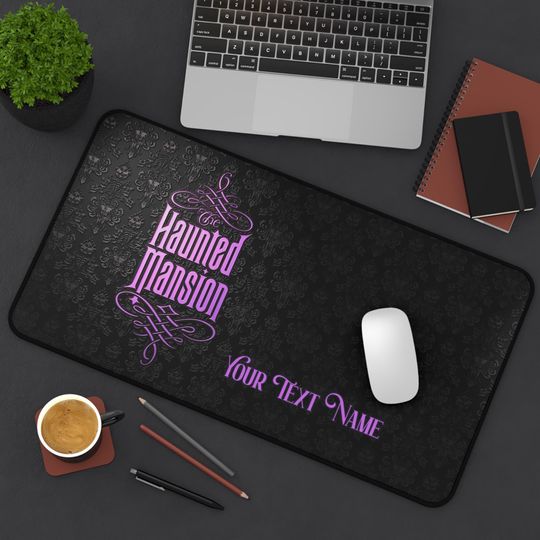 Disney Haunted Mansion Logo Lavender Desk Mat, Halloween Office Decor