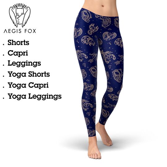 Discover Astrology Yoga Leggings: Zodiac Sign Print, Astronomy Activewear