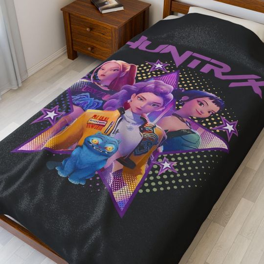 Discover Kpop Demon Hunter Huntrix Inspired, Velveteen Plush Blanket -  Cozy Anime Throw, Soft Bed Cover, Unique Bedroom Decor, Gift for Kpop Fans