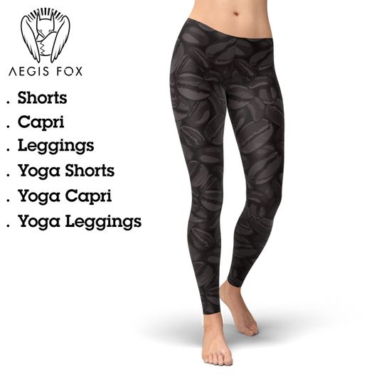 Discover Coffee Bean Print Leggings: Women's Yoga Workout Tights