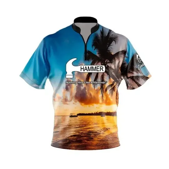 Discover Hammer Sunset Palm Trees Fast Track CoolWick Bowling Jersey