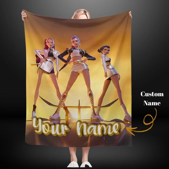 Custom Kpop Demon Hunter Blanket , Kpop Demon Hunter Gift  , Kpop Demon Hunter Throw, Personalized Huntrix Christmas Gift